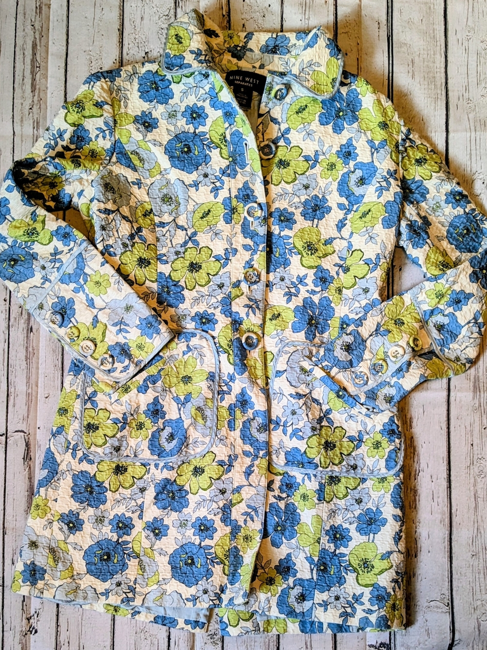 Vintage Nine West Quilted Long Floral Jacket